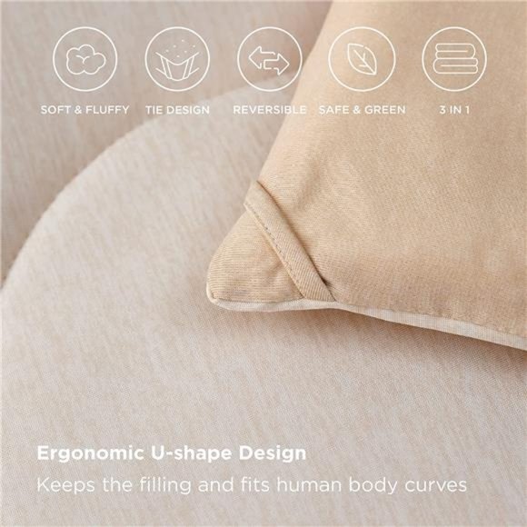 Queen Comforter Set - Cooling and Warm Bed Set, Beige Reversible 3 Piece Set - Picture 3 of 6